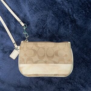Coach Beige and Cream Wristlet